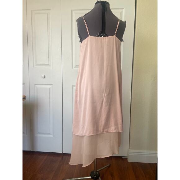 Avec Les Filles Pink Tiered Asymmetrical Midi Strappy Slip Dress • Size M 🗣 - Picture 3 of 4